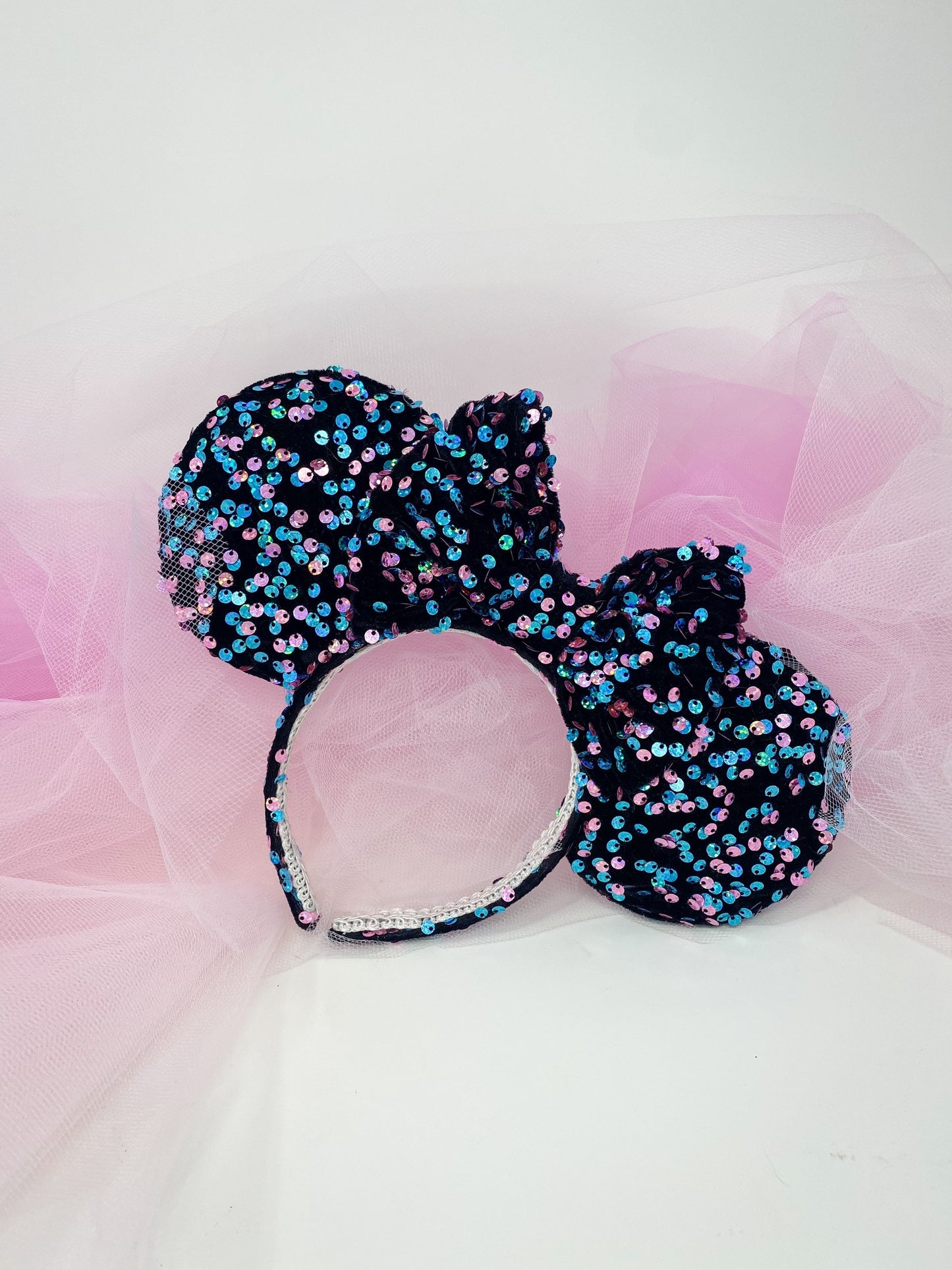 Pink and Blue Velvet Sequin Ears, Mickey Ears, Minnie Ears, Mouse Ears, Sequin Ears, Disney Ears, Monsters Inc, Sully, Dinseybound ears