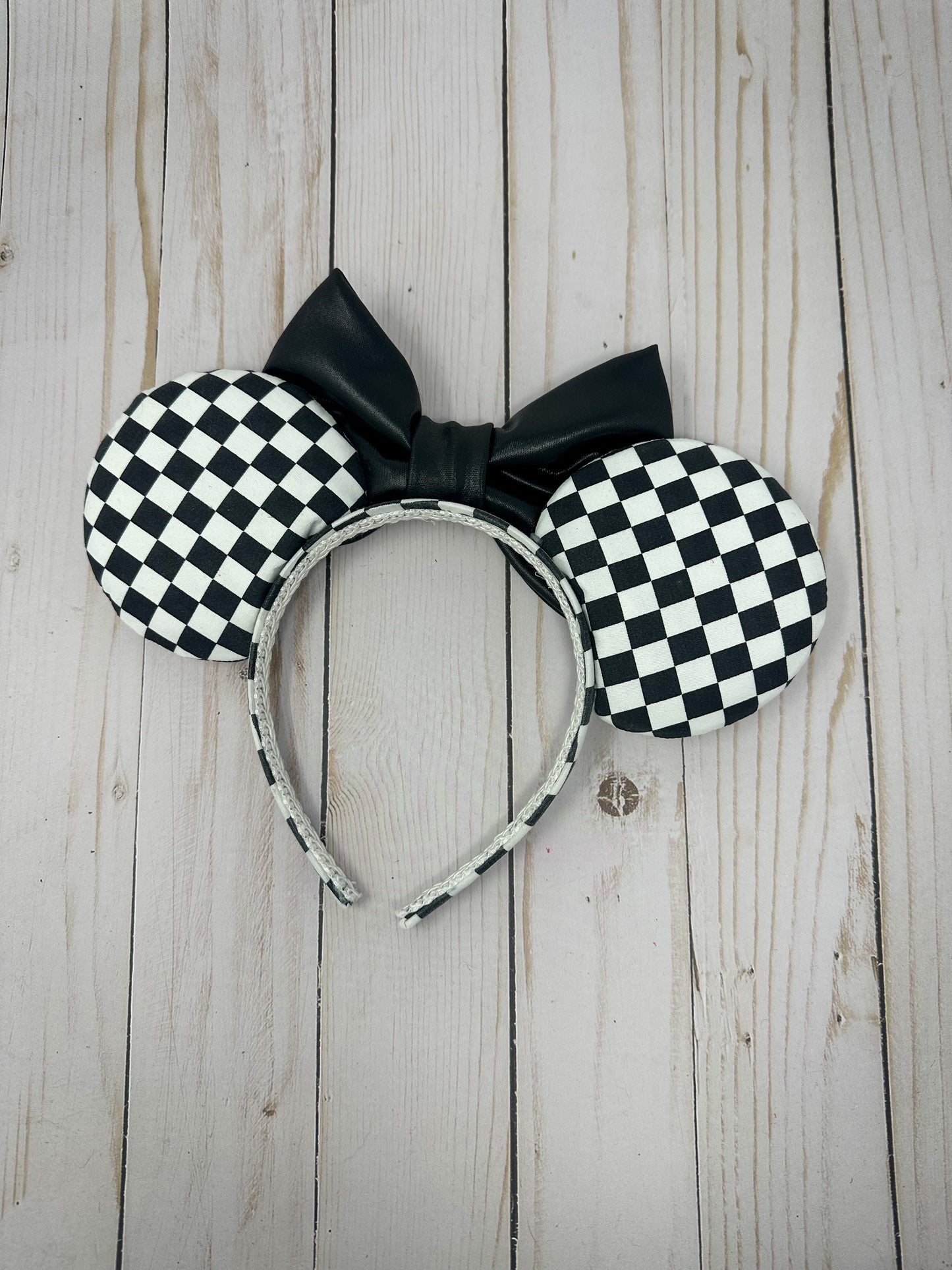 Checkered Black and White Minnie Ears