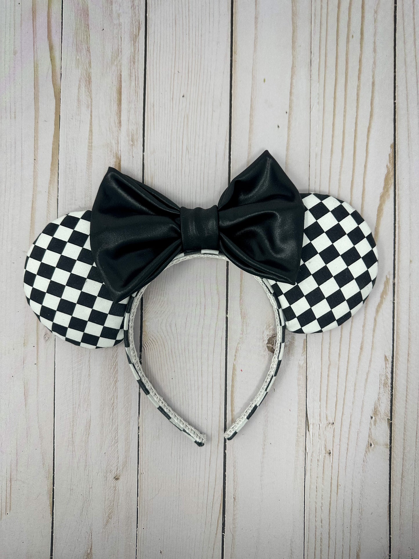 Checkered Black and White Minnie Ears