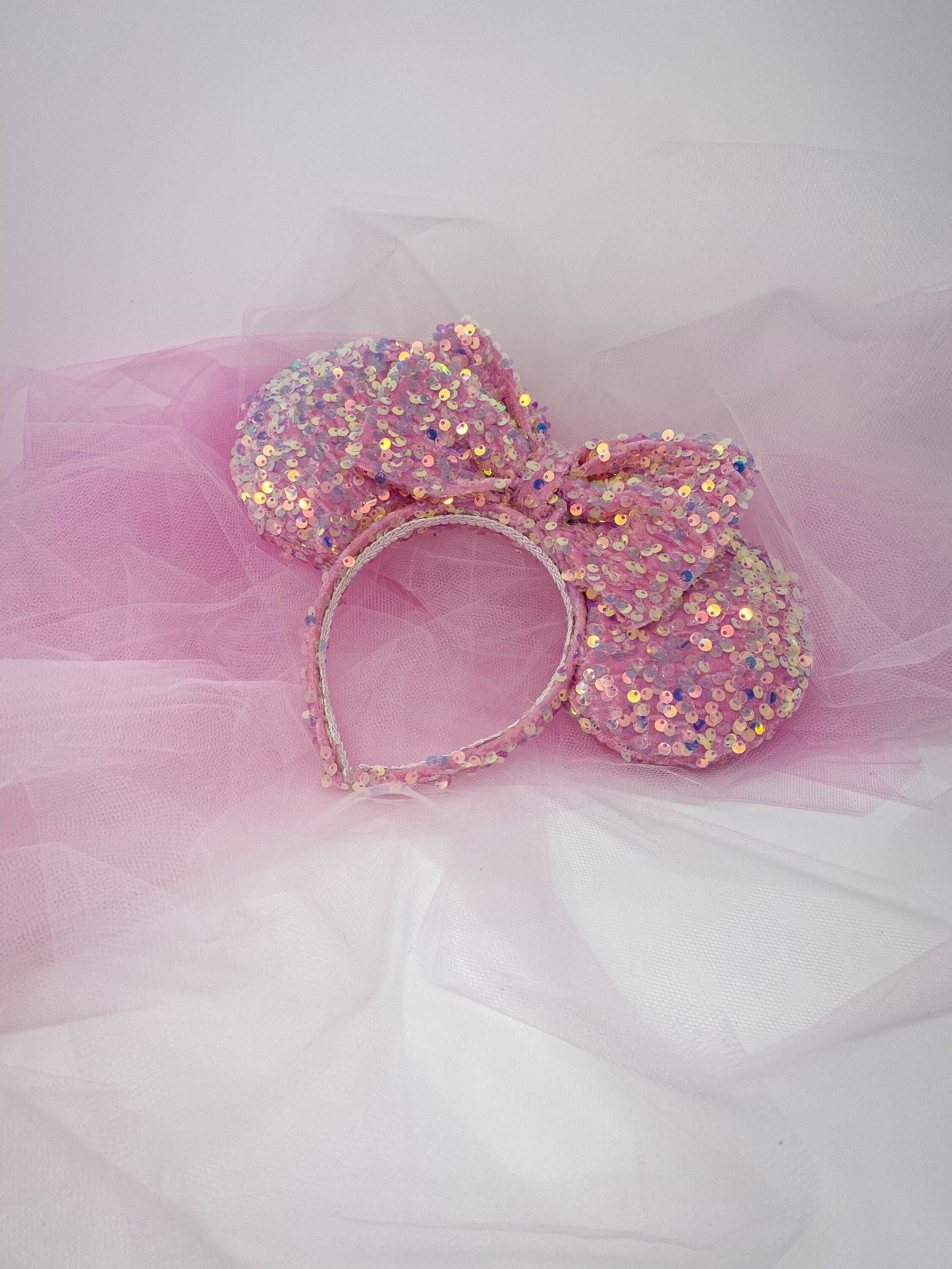 Disney Ears Headband - Minnie Mouse Sequined - Pink Sparkle